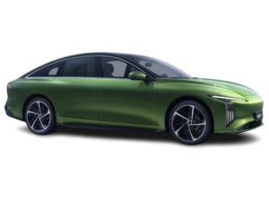 Seitenansicht der DFM Forthing 7 REEV Limousine in der Farbe Lime green