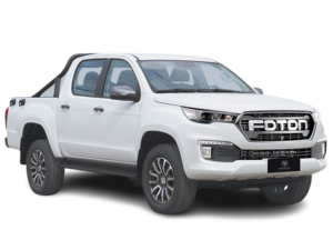 Der Foton 3 Pick-up mit Allradantrieb und Automatikgetriebe in der Farbe Arctic White.