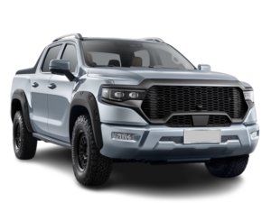 Frontansicht des Foton 4 Ultra Premium-Pick-ups in der Farbe Storm Grey.